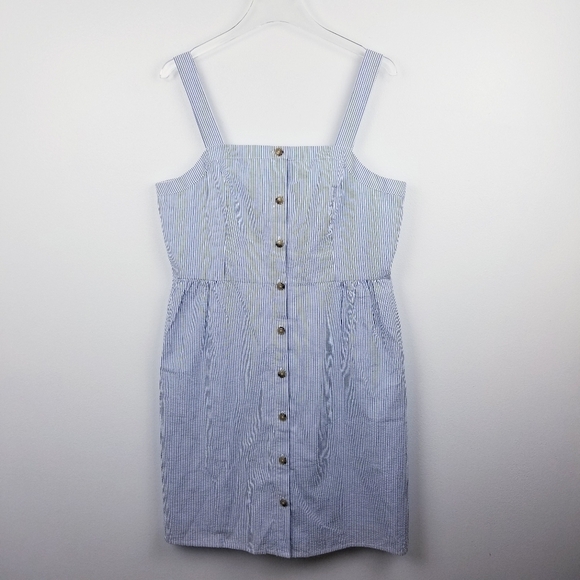 J. Crew Seersucker Button Front Dress L6977 size 14 NWT - Picture 2 of 10